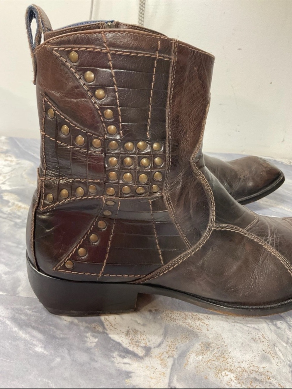 Mark Nason  Zipper Leather Dragon Boots Made in Italy size 11 - Picture 7 of 13